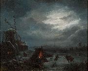 Jan Baptiste Vanmour Nocturnal View of the Ice oil on canvas